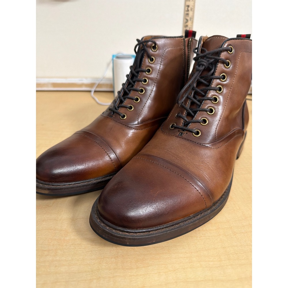 Steve Madden Ketonic Mens 12 Brown Leather Cap Toe Side Zip Boots KETO01M1